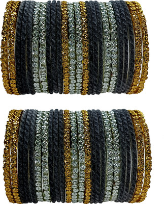 Suhagan Glass Cubic Zirconia Bangle Set(Pack of 48)