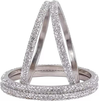 Rajwadi Alloy Cubic Zirconia Silver Bangle Set(Pack of 4)
