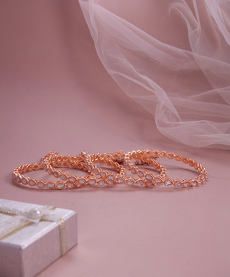 GC PREMIUM JEWELLERY Brass Cubic Zirconia Gold-plated Bangle Set(Pack of 4)