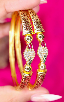 Swarnaari Brass Gold-plated Bangle Set(Pack of 2)