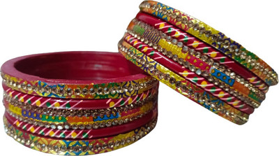 WELLVIEW Lac Rhinestone Enamel Bangle Set(Pack of 10)