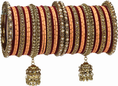 Amika Metal Zircon Gold-plated Bangle Set(Pack of 42)