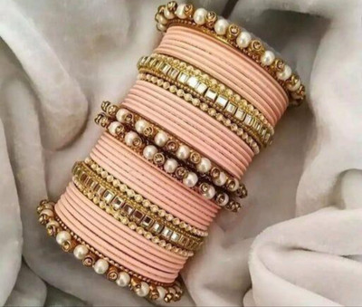 STR Enterprises Metal Pearl Gold-plated Bangle Set(Pack of 34)