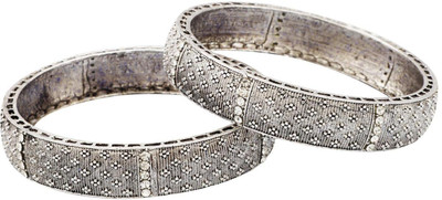 Efulgenz Alloy Crystal Rhodium Bangle(Pack of 2)