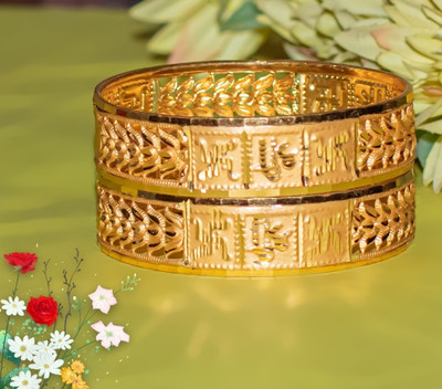 Anshi Creations Brass Gold-plated Bangle Set(Pack of 2)