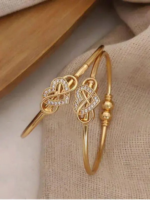 Arti creations Brass Cubic Zirconia Gold-plated Bangle Set