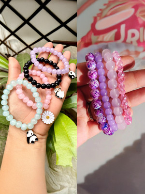 Ennygacessories Glass Beads Bracelet(Pack of 8)