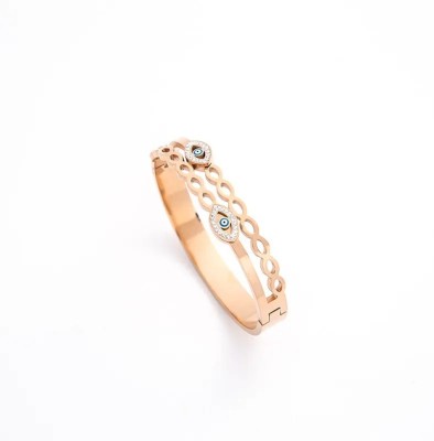 vien Stainless Steel Cubic Zirconia Gold-plated Kada