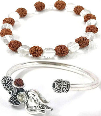 HouseOfCommon Crystal, Rudraksha, Alloy Bracelet(Pack of 2)