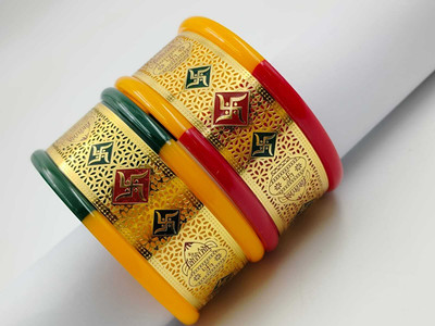 Primectrla Fab Plastic Diamond Gold-plated Bangle Set(Pack of 2)