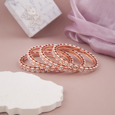 GC PREMIUM JEWELLERY Brass Cubic Zirconia Gold-plated Bangle Set(Pack of 4)
