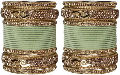 Rajwadi Alloy Crystal Bangle Set(Pack of 10)