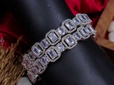 TFP STORE Alloy Diamond Silver Bangle Set(Pack of 2)