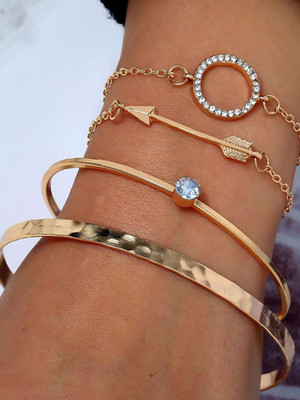 TVI Alloy Cubic Zirconia Gold-plated Bracelet Set(Pack of 4)