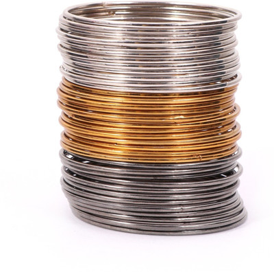 Balasundri Metal, Oxidised Silver Gold-plated Bangle Set(Pack of 36)