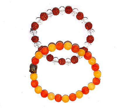DIVINE SOUVENIRS Rudraksha Crystal Bracelet Set