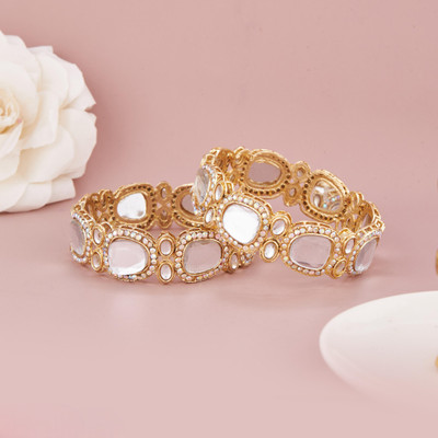 GC PREMIUM JEWELLERY Brass Gold-plated Bangle Set(Pack of 2)