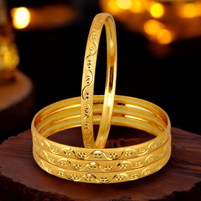 Lucky Jewellery Alloy Gold-plated Bangle Set(Pack of 4)