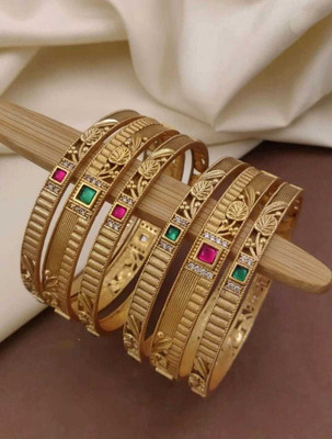 Primectrla Fab Plastic Diamond Gold-plated Bangle Set(Pack of 6)
