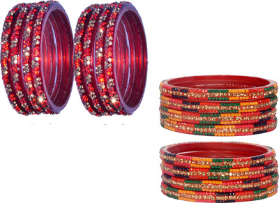 OJHA Glass Beads Bangle Set(Pack of 10)