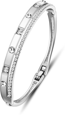 Shining Diva Metal Cubic Zirconia, Crystal Silver Bracelet