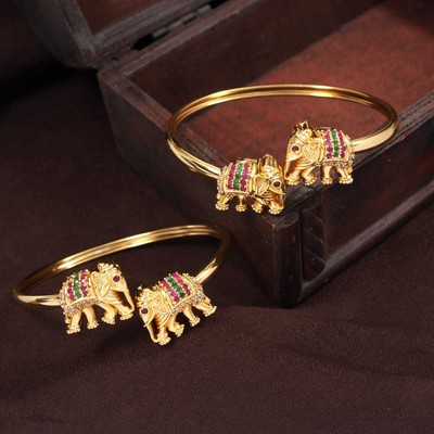 Atulya Brass Cubic Zirconia Gold-plated Bracelet Set(Pack of 2)