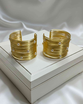 Orangenysha Brass Pearl Gold-plated Cuff(Pack of 2)