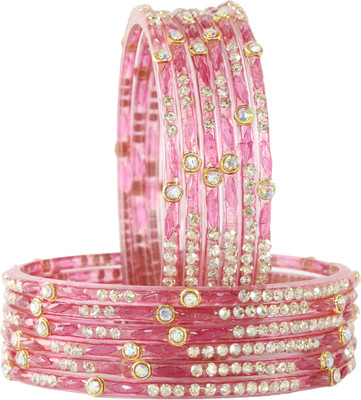 LAVAZZA Glass Beads, Diamond, Zircon Bangle Set(Pack of 12)
