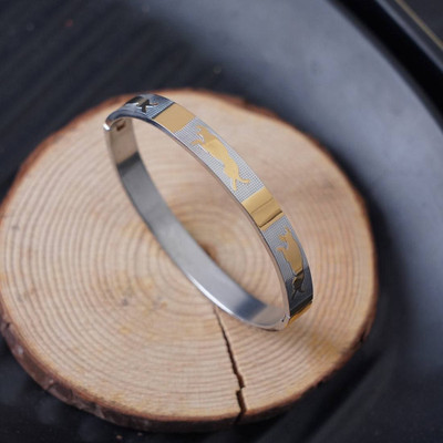 GORASH CREATION Stainless Steel Silver, Gold-plated Kada