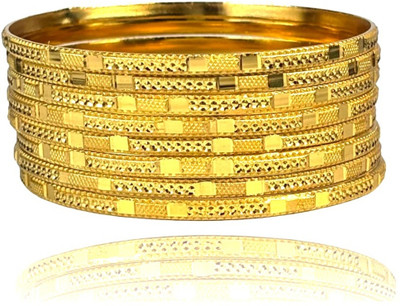 PARADISE JEWELS Copper Gold-plated Bangle Set(Pack of 8)