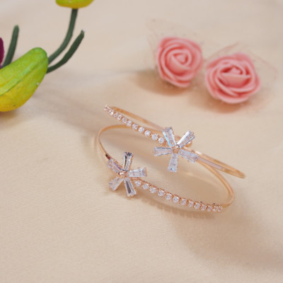 Adorn Brass Cubic Zirconia Gold-plated Kada