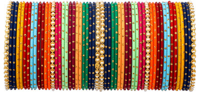 GLIKA Metal Pearl, Zircon Gold-plated Bangle Set(Pack of 10)