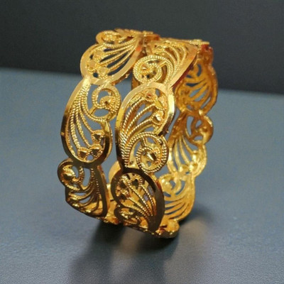 Dressberry Brass Diamond Gold-plated Bangle Set(Pack of 2)