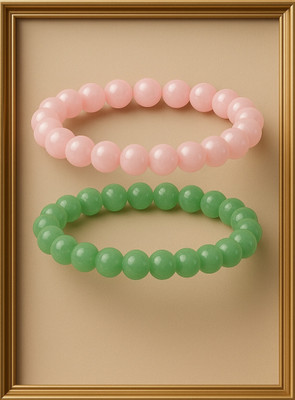 SPYRONIX REAL TREASURE Stone, Rose Quartz, Green Aventurine Crystal Bracelet(Pack of 2)