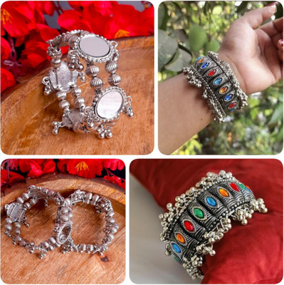 Samridhi DC Alloy Silver Kada(Pack of 2)