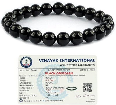 DVISHA Crystal, Black Obsidian Beads Charm Bracelet
