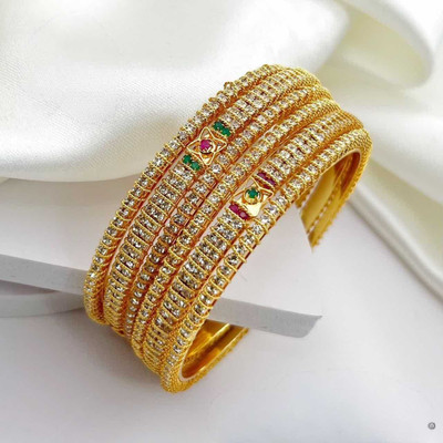 SURAVIN Alloy Cubic Zirconia Gold-plated Bangle Set(Pack of 6)
