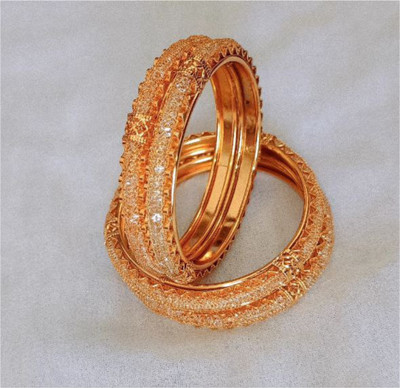 ARJS Metal Gold-plated Bangle Set(Pack of 4)