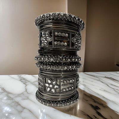 sk international Metal, Crystal Crystal Bangle Set(Pack of 26)