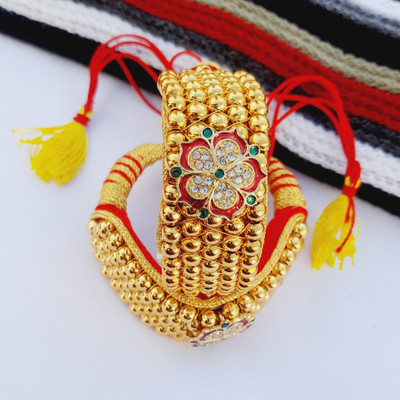 Dhanlaxmi Creation Alloy Beads Gold-plated Bracelet Set(Pack of 2)