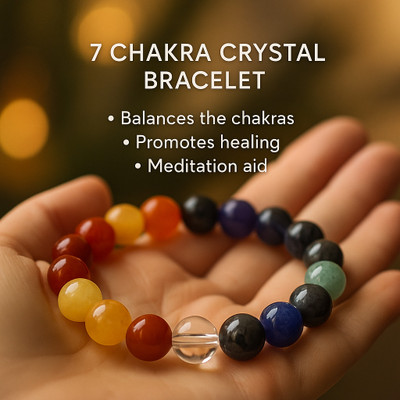 Crystal Bliss Crystal, 7 Chakra Beads, Agate, Crystal, Jade, Quartz Bracelet
