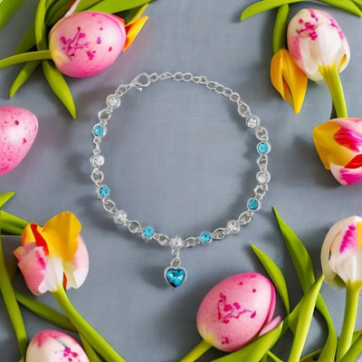 University Trendz Alloy Crystal Rhodium Charm Bracelet