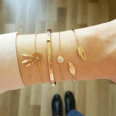 Celestique Alloy Gold-plated Bracelet Set(Pack of 4)