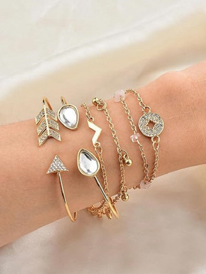 Vembley Alloy Cubic Zirconia Gold-plated Bracelet Set(Pack of 6)
