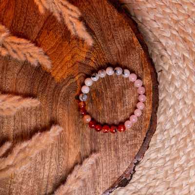 Zenn Aura Rose Quartz Crystal, Moonstone Bracelet