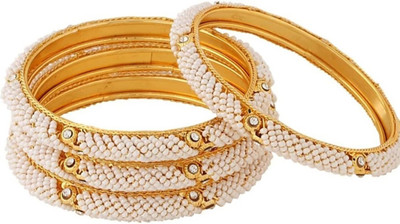 Shree krishna textile Alloy Pearl Gold-plated Bangle Set(Pack of 4)