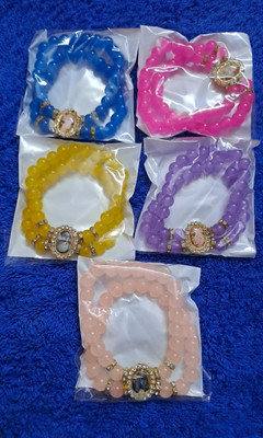 GURU JI CREATION Stone, Crystal, Howlite, Alloy, Rhodonite, Clear Quartz Bracelet Set(Pack of 5)
