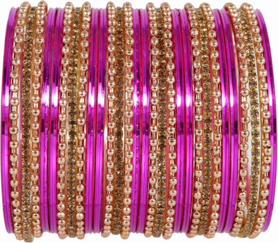 ZULKA Metal Zircon Bangle Set(Pack of 30)