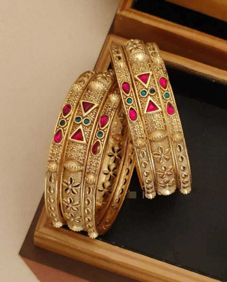 Primectrla Fab Plastic Diamond Gold-plated Bangle Set(Pack of 6)
