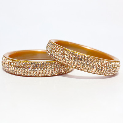 ShadowQueen Plastic Cubic Zirconia Bangle Set(Pack of 2)